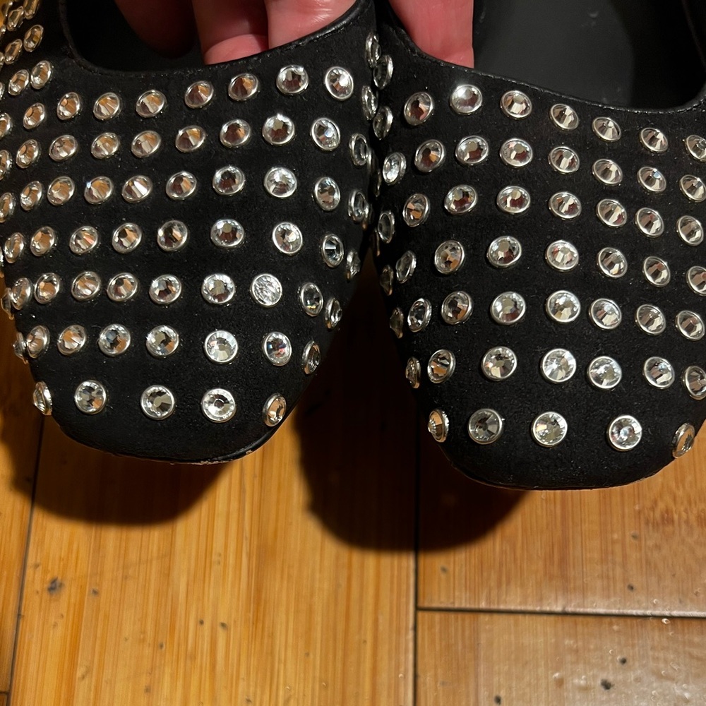 Sam Edelman Michaela Rhinestone Mary Jane Black Silver Size 10. - Picture 5 of 16